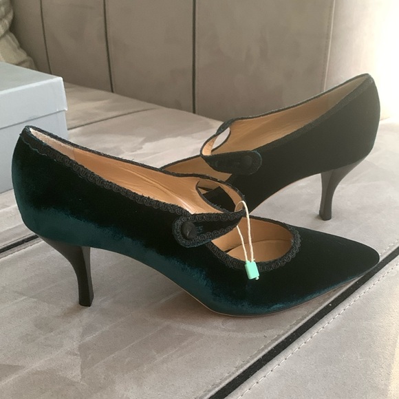 🍃 Ballin Dark Forest Velvet Heels size 40- NIB - Picture 8 of 17